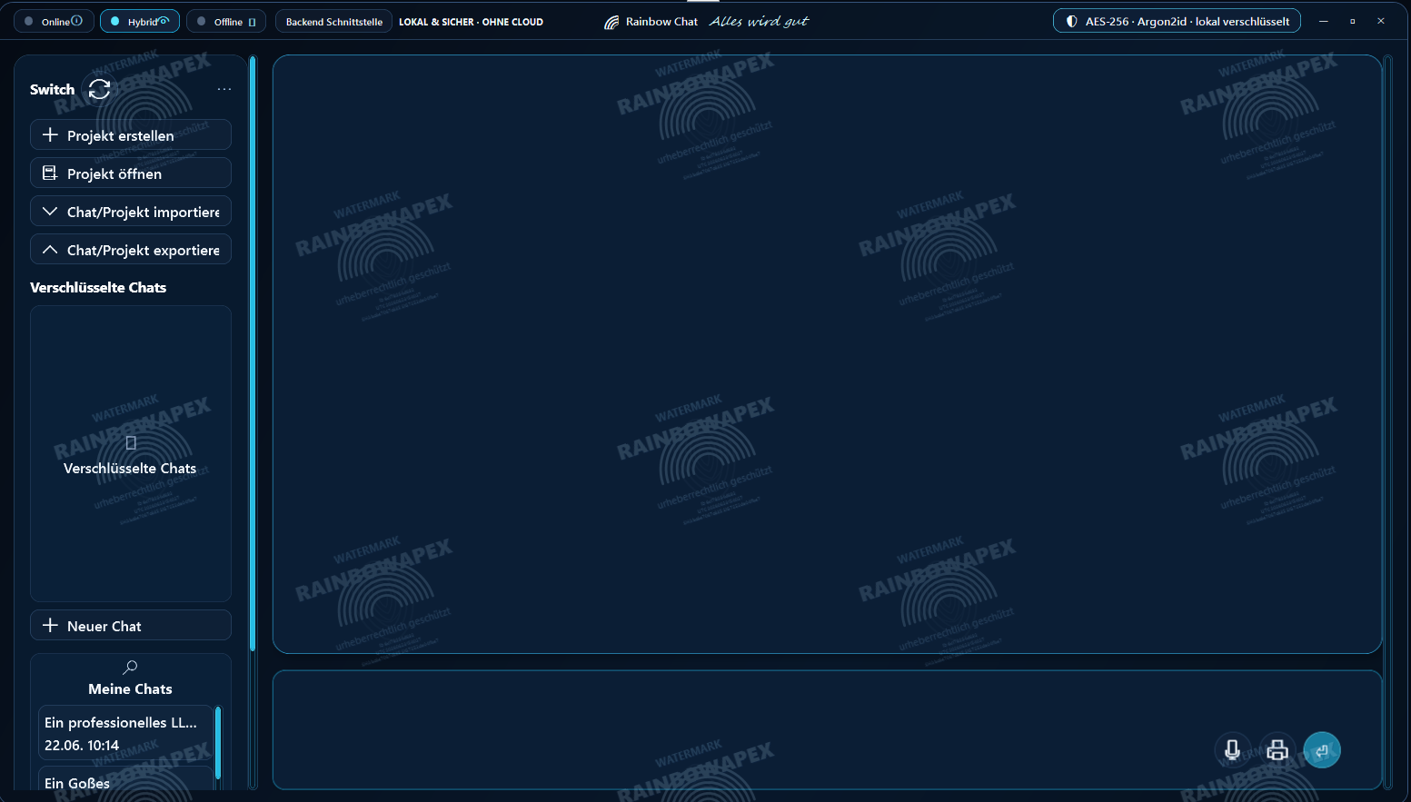 Beta Screenshot Private Chat-Oberfläche